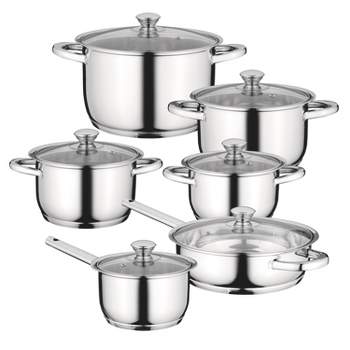 Wolfgang Puck 9-Piece Stainless Steel Cookware Set; Scratch-Resistant Non-Stick Coating