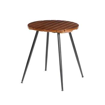 Bamboo Slatted Round Accent Table Brown - Glitzhome