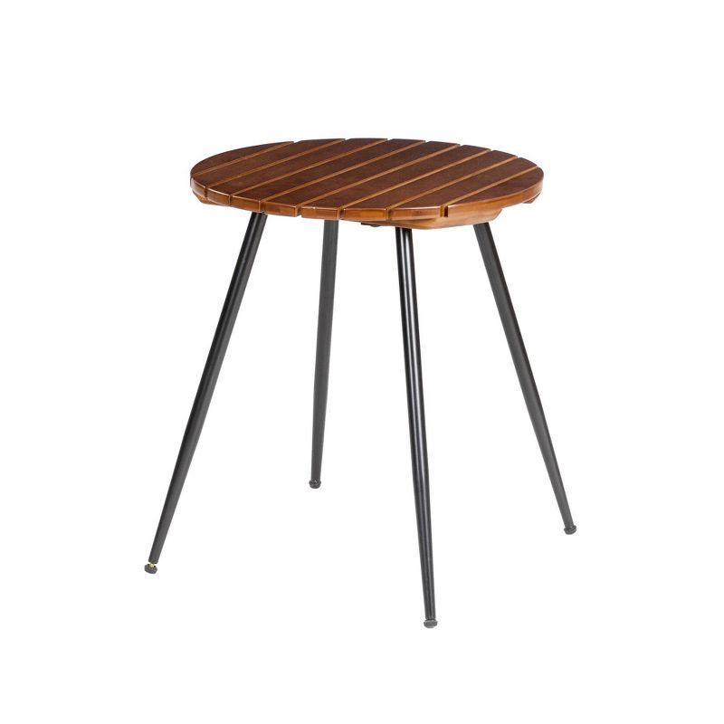 Bamboo Slatted Round Accent Table Brown - Glitzhome, 1 of 8