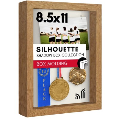Americanflat 8.5x11 Shadow Box Frame with Shatter-Resistant Glass - Silhouette Collection -  Dark Oak with Soft Felt Back