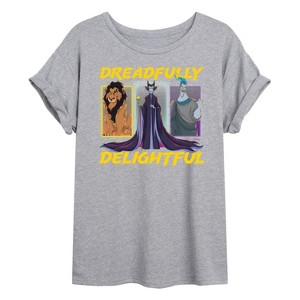 Women's - Disney Villains - Dreadlfully Delightful Scar Maleficent Hades Oversized Graphic T-Shirt - 1 of 4