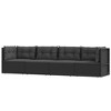 vidaXL 4 Piece Patio Lounge Set with Cushions Black Poly Rattan - 2 of 4