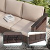 Sonkuki 3 Pieces Patio Sofa with Ottomans, All-Weather PE Rattan Wicker Sofa Small Patio Conversation Couch with Cushion - 4 of 4
