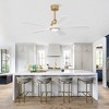 Wanze of Ocean 52 in. Smart Gold Solid Wood White Blades 2-Size Downrod Mount Standard Ceiling Fan with 3-Color Dimmable LED Light - 2 of 4