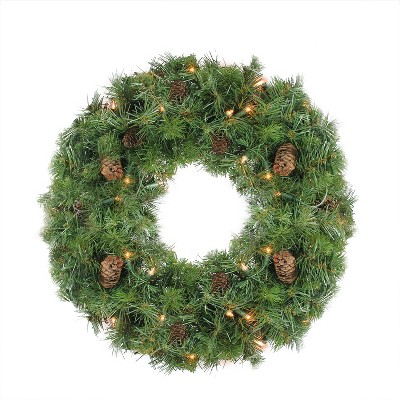 Northlight 24" Prelit Dakota Red Pine Artificial Christmas Wreath - Clear Lights