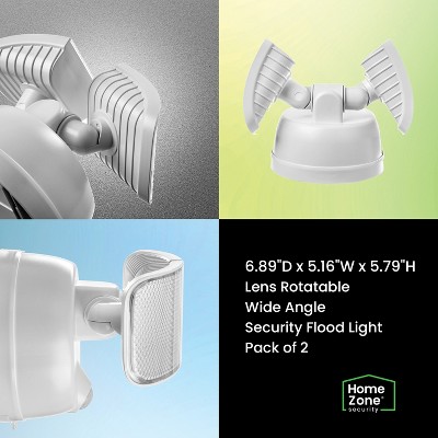 White Twin Head LED Motion Sensor Security Flood Lights, 2-Pack