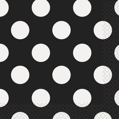 16ct Black & White Polka Dot Lunch Napkin