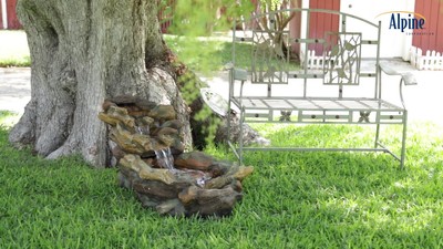 41" Brown Cascading Stone River Rock Fountain with LED Lights