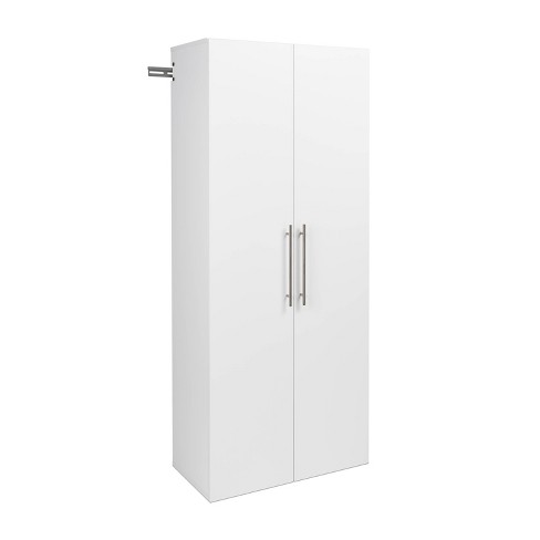 Prepac HangUps 30 Wall Mounted Garage Storage Wood Shoe Cabinet in White