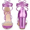 Perphy Women's Crystal Rhinestones Strap Lace Up Chunky Heel Sandals - 2 of 4