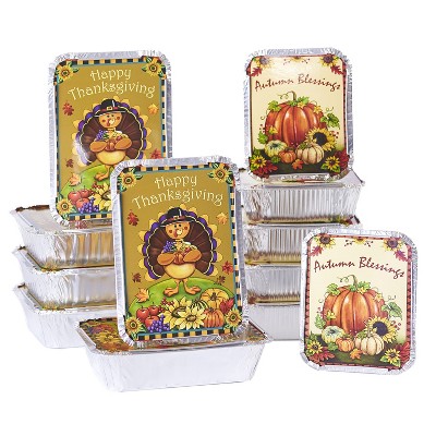 Lakeside Aluminum Food Containers for Thanksgiving, Halloween, Autumn - Set of 12