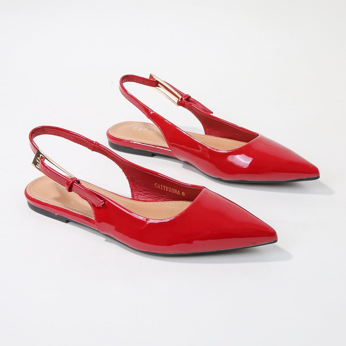 Обувь BERNESS Women's Caitriona Glossy Pointed Toe Slingback Flats Pink 6 — фото 8