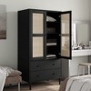 vidaXL SENJA Wardrobe Storage Cabinet Cupboard Rattan Look Solid Wood Pine - 3 of 4