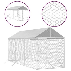 vidaXL Outdoor Dog Kennel Silver Galvanized steel, Polyethylene Large - 1 of 4