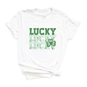 Simply Sage Market Women's Bold Green Lucky Stacked Short Sleeve Graphic Tee - 1 of 3