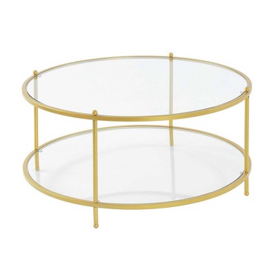 Round glass coffee table deals with gold base