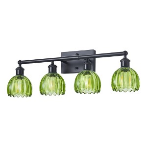 DAKAFUL Vintage Bathroom Vanity Light,2/3/4-Light E26 Base Vanity Fixture With Patterned Glass Shade&Iron Frame, Wall Sconce Over Mirror - 1 of 4