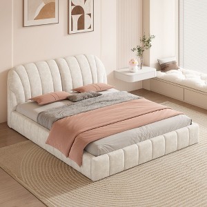 NicBex Queen Size Upholstered Platform Bed Frame with Thick Polyester Fabric Headboard,Wood Slats Support,No Box Spring Needed,Easy Assembly - 1 of 4