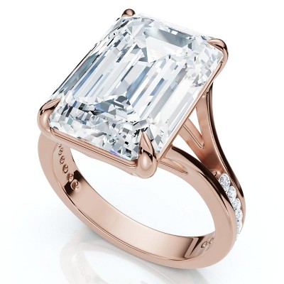 Pompeii3 Certified 9.20Ct Emerald Cut Sam Diamond Engagement Ring 14k Gold/Pt Lab Created