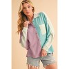 I AM A FASHION JUNKY Phalaenopsis Color Block Crinkle Rib Buttoned Oversized Shirt Phalaenopsis S - 3 of 4