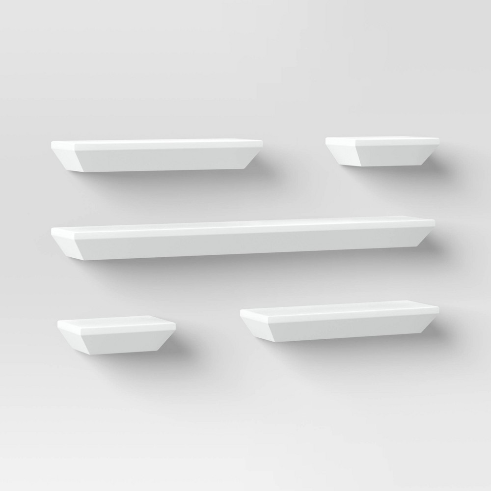 Photos - Garden & Outdoor Decoration 5pc Wedge Shelves White - Threshold™: Elegant Home Decor, No Assembly Required, FSC Certified