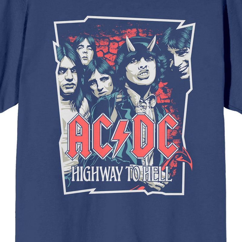 ACDC Highway To Hell Crew Neck Short Sleeve Navy Women's T-shirt, 2 of 4