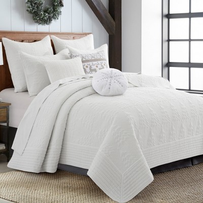 White Cotton Euro Sham Set with Snowflake Design