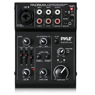 Pyle 3 Channel DJ Controller - USB Mixer Sound Audio Recording Interface with XLR & 3.5 mm Microphone Jack