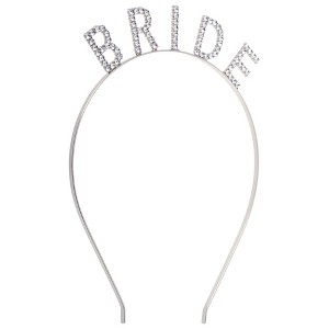 Unique Bargains Women's Elegant Bride Letter Headband 6.69"x4.72" Silver Tone 1 Pc - 1 of 4