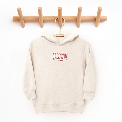 The Juniper Shop Embroidered Varsity Love Vibes Toddler Graphic Hoodie