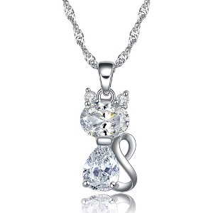 Kitten Cat Pendant Necklace for Women Purple Cubic Zirconia Ginger Lyne Collection - 1 of 4