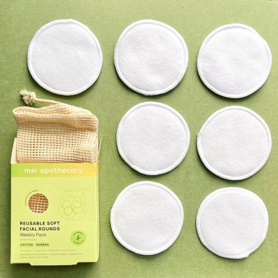 Mei Apothecary Reusable Soft Facial Rounds with Machine Washable Bag - 7ct