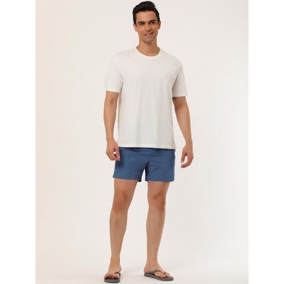 Lars Amadeus Men's Solid Color Summer Beach Pool Swimming Solid Swim Trunks 2 Packs Dark Blue/Gray 32 — фото 3