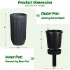 14.5 Inch Tall Planter Set of 2, Large Flower Pot with Water Monitoring Device and Hidden Wheels, Garden Pot for Living Room, Patio, Black - 3 of 4