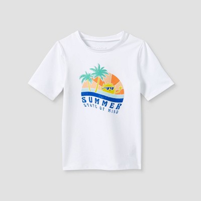 Toddler Boys' 'Summer State of Mind' Short Sleeve Rash Guard Swim Shirt - Cat & Jack™ White