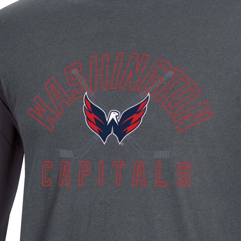 NHL Washington Capitals Men&#39;s Charcoal Long Sleeve T-Shirt, 3 of 4