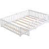 DOMETOUR full Size Floor Bed with Door,Solid Wood Platform Bed Frame with Fence,Suitable for children,Pine Wood,White - 3 of 4