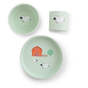 SARO “Funny Farm” Foodie Feeding Set – 3-Piece Baby Silicone Mealtime Kit with Plate, Bowl & Cup, BPA-Free Self-Feeding Set - 1 of 4