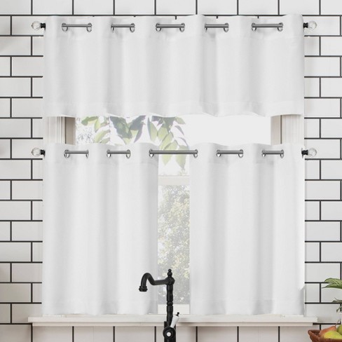 24 X54 Dylan Casual Textured Semi Sheer Grommet Kitchen Curtain Valance And Tiers Set White No 918 Target