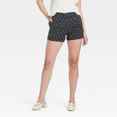 Women's High-Rise Tailored Shorts - A New Day™ Black/White Polka Dots 14