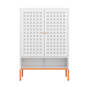 GlasFlength Shoe Racks Double Door Shoe Cabinet Long Shoe Rack FreeStanding Shoe Rack for Living Room, White, 31.49"*13.77"*46.45" - 1 of 4