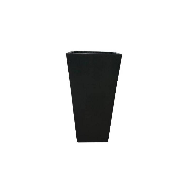 28&#34; Kante Lightweight Concrete Modern Tapered Tall Square Outdoor Planter Black - Rosemead Home &#38; Garden, Inc, 1 of 10