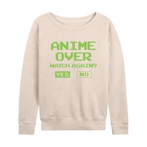 Women's - Instant Message - Anime Over Yes No Lightweight French Terry Wide Neck Long Sleeve Shirt - 1 of 4