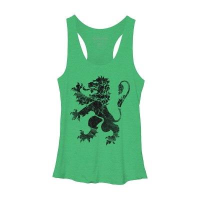 Women's Design By Humans Black Lion Rampant By Snazzygaz Racerback Tank Top