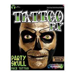 Tinsley Transfers Metallic Gold Skull Tatoo Fx Costume Accessory - 1 of 1