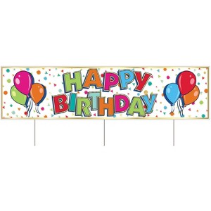 Beistle Plastic Jumbo Happy Birthday Yard Sign, 11.75" x 3' 11", (1/Pkg) Multicolored - 1 of 4