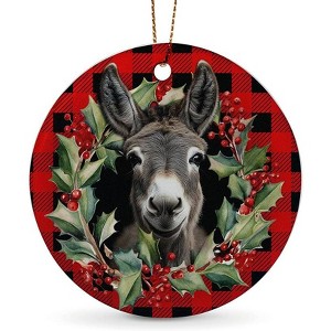 Lomsoe Donkey Ornaments for Christmas Tree Christmas Ceramic Ornaments Red Christmas Tree Hanging Decor Christmas Tree Ornament Christmas Gift - 1 of 4