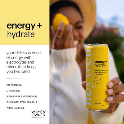 heywell Energy + Hydrate Lemon Fizz Sparkling Water - 12 fl oz Can