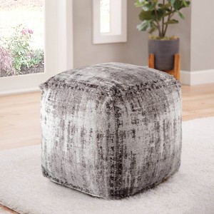 Steve Silver Co. Hazel Square Pouf Gray: Upholstered Footstool, Cotton & Polyester, No Assembly Required - 1 of 3