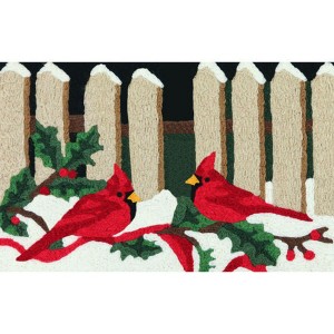 Jellybean Winter Cardinals Washable Doormat – 20"x30" Festive Accent Mat with Red Birds for Holiday & Seasonal Home Decor - 1 of 3